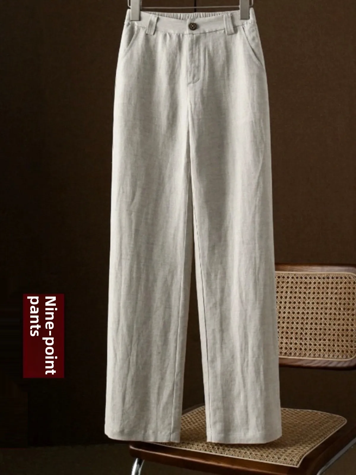 

Женские брюки с высокой талией, прямые, широкие, из хлопка и льна, весна-осень, большие размеры, удобные, дышащие, в корейском стиле