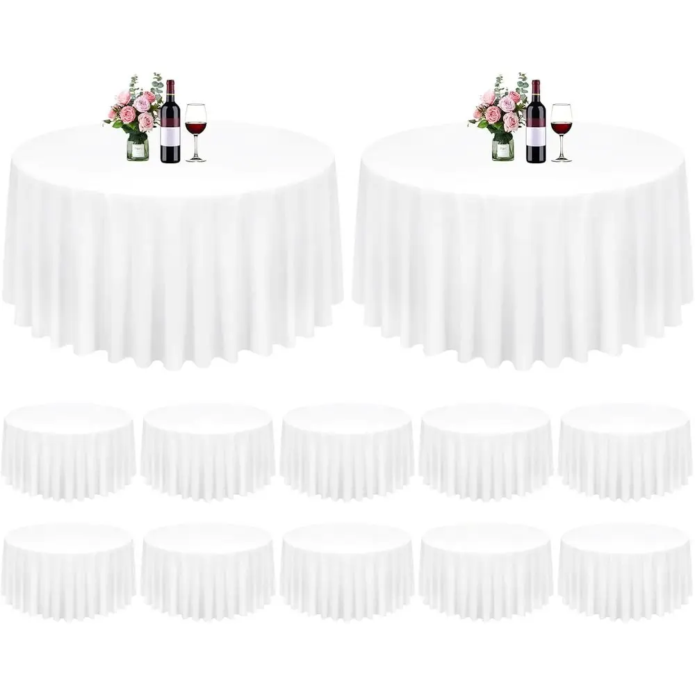 

12 Pack White Round Tablecloth 120 Inch Circle Polyester Tablecloth, Washable abric Stain and Wrinkle Resistant Round Tablecloth