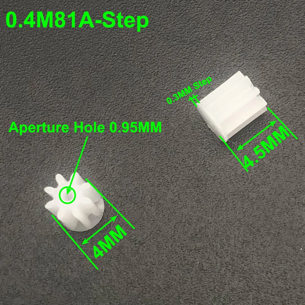 20Pcs/Lot 0.4M 81A 8 Teeth Plastic Gear Spur Pinion 0.4 Modulus T=8 Bore Aperture 1MM 0.95MM 1A 8T L/H 4.5MM Dia.4MM 0.3MM Step