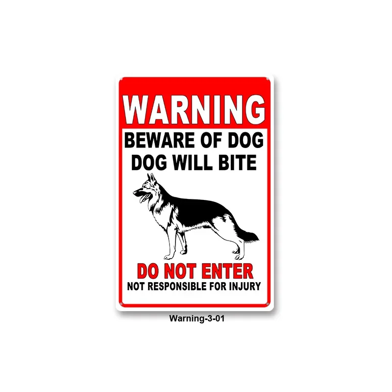 Warning Sign Pin Up Plate Poster Caution Beware of Dog Tin Sign Wall Plaque Decor for Public Place Park Home Pet Metal Signage