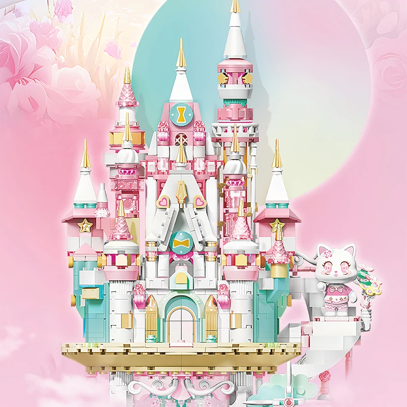 SEMBO BLOCK Flower Face Time Dream Building Blocks Castle Series Giocattoli educativi assemblati Ornamenti Modello Regalo di Natale