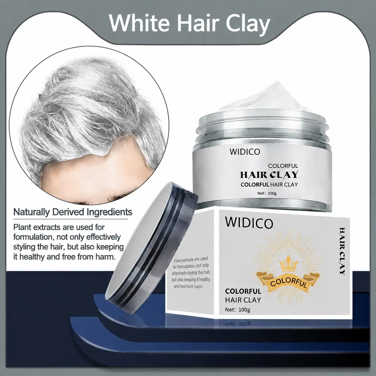 Gray Hair Color Wax 10 Colors Disposable One-Time Use Washable Hair Dye Cream for Party Cosplay DIY Hair Styling