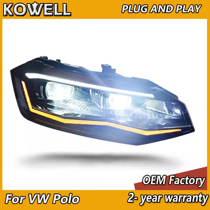 Car Styling for VW Polo Headlight 2017-2021 Volkswagen Polo Headlamp DRL Turn Signal High Beam Projector Lens