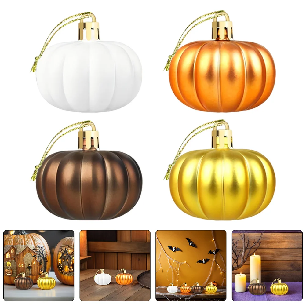 

24Pcs Pumpkin Hanging Ornaments Fall Tree Decorations Thanksgiving Halloween Harvest Festival Plastic Pumpkin Ball Decor