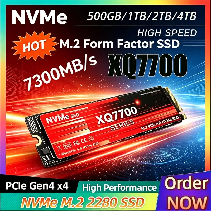 High‑Speed 7300MB/s XQ7700 M2 PCIe4.0 NVMe SSD 500G 1TB 2TB PCIe3.0 500g 4tb Hard Drive Hdd Disk Hd for Laptop Desktop PS4 PS5