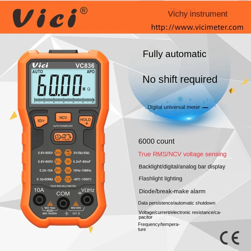 

VC836 Intelligent multimeter digital high-precision household electrician mini multimeter without shift