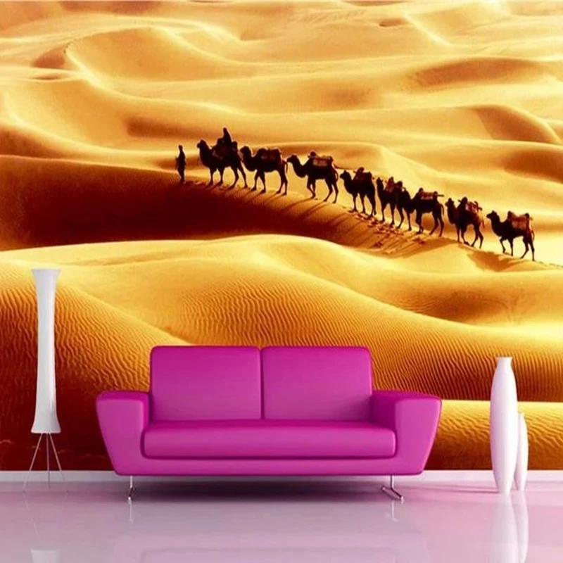 Custom 3D Mural Walking On the Desert Camel Wallpaper Home Decor Living room sofa TV background wall bedroom restaurant Hotel 8d