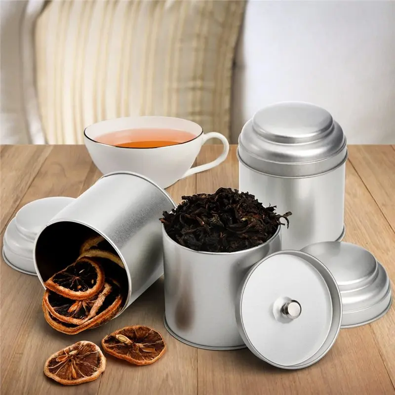 Premium-Tea Tins Canister Set Of 9-Pack Airtight Double Lids,8OZ Round Tin Boxes Small Kitchen Storage Containers For Coffee