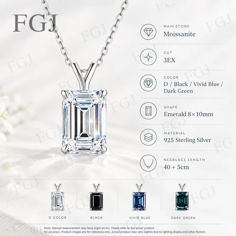4CT Smaragdschliff Moissanit-Anhänger-Halskette für Damen, 925er Sterlingsilber mit 18K Goldplattierung, edler Schmuck, Hochzeitsgeschenk – Detail 5