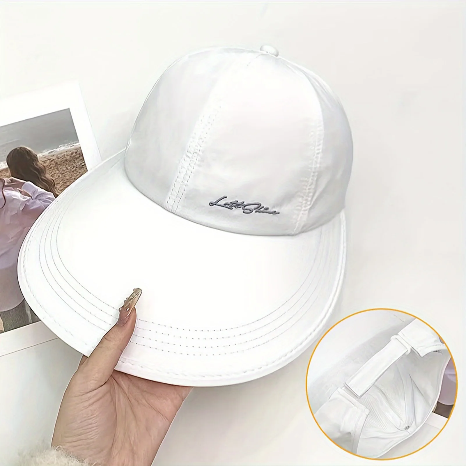 Sombrero de sol de ala ancha, gorra de cola de caballo con corona abierta de secado rápido para mujeres, sombreros de playa de verano al aire libre