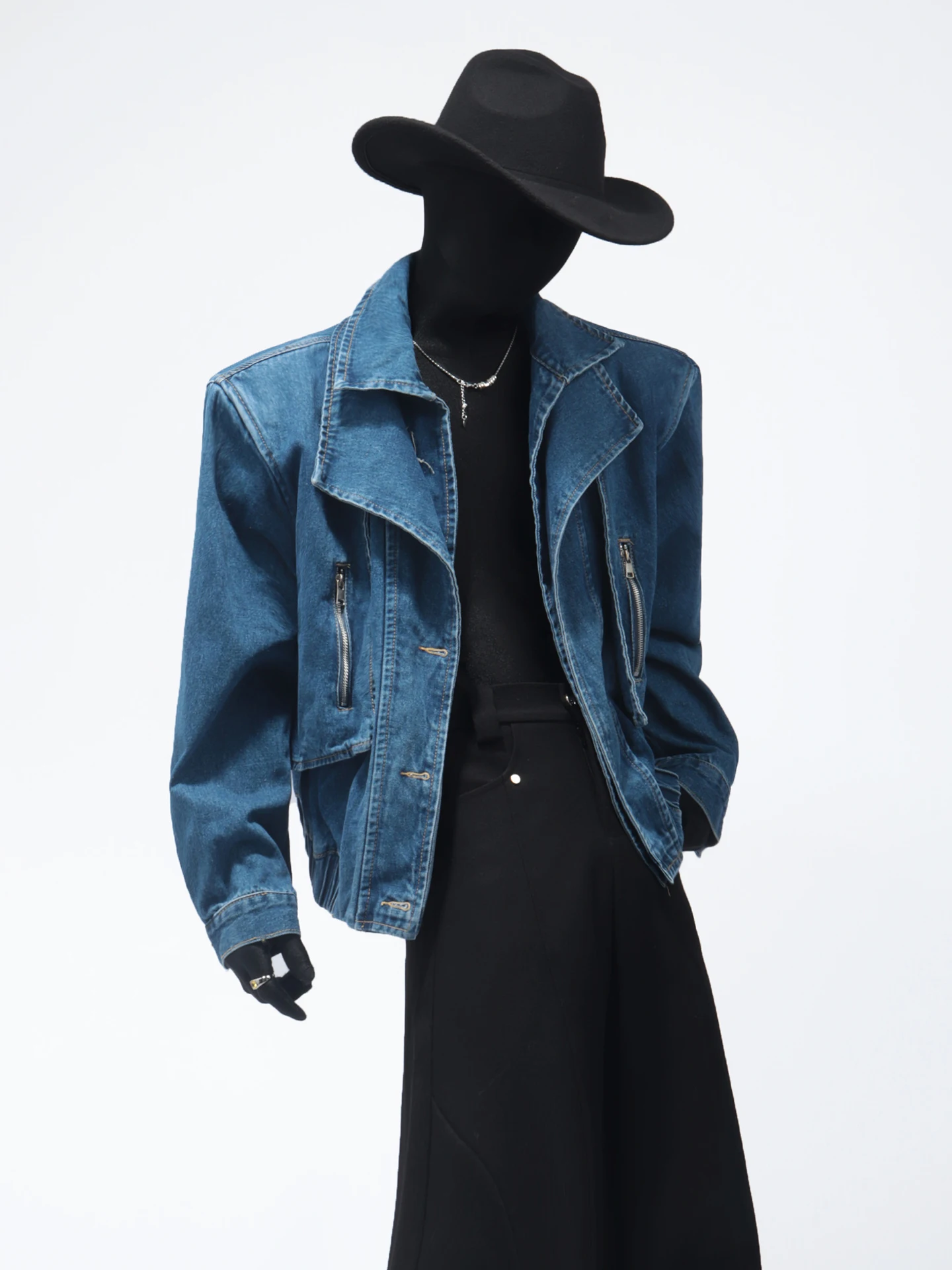 American Style Retro Denim Jackets Men 2025 Trendy High Street Short Style Jacket Male Zipper Decoration Long Sleeve Denim Coats