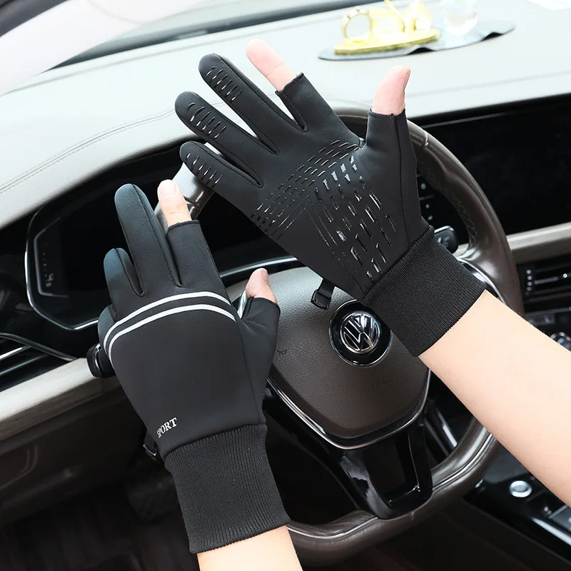 Warm Gloves Men Motorcycle Winter Water-Repellent Touch-Screen Gloves Camping Reflective Strip Non-slip Sports Cycling Gloves