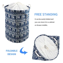 Large Free Standing Clothes Storage Pouch with Lid Toy Bag Bedroom Laundry Dirty Clothes Basket Drawstring Foldable Laundry Bag