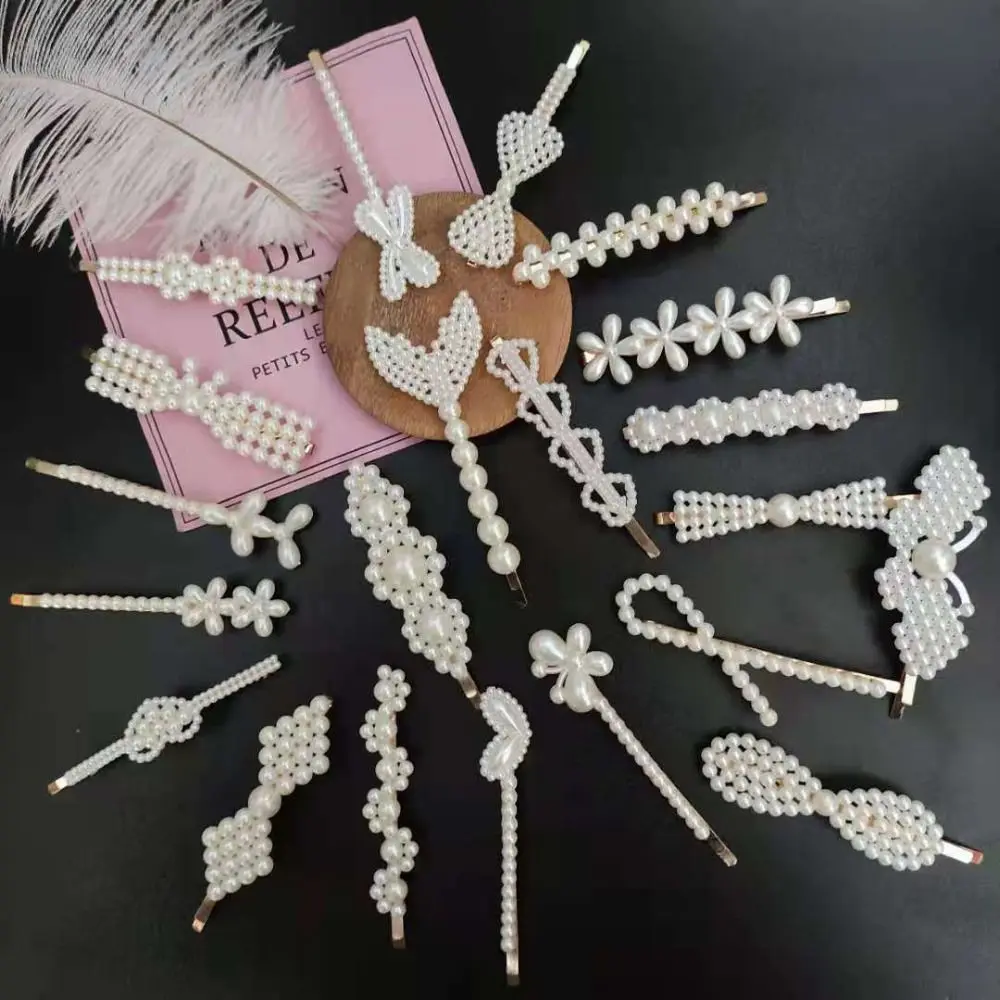 

18pcs/set Fashion Geometric Pearl Hairpin Set Side Clip Bangs Clip Alloy Hair Clips Korean Style Headdress Duckbill Clips Girls