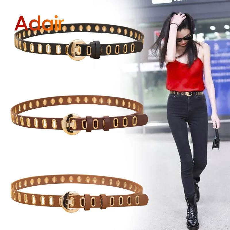 Fashion Women Belt Gold Buckle Belts For Women Waist Belts High Quality Waistband Luxury Ladies Brand For Pants Dresses DT004