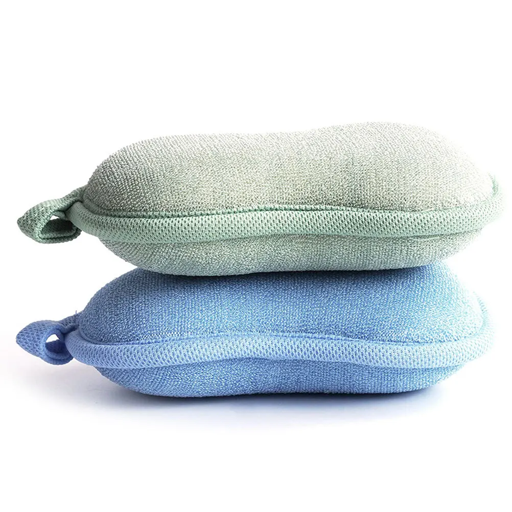 

2pcs Bath Pads Premium Soft Non-Toxic Exfoliating Scrubber For Daily Shower Gentle Cleansing Blue Green Sponge Pads Bath Sponge