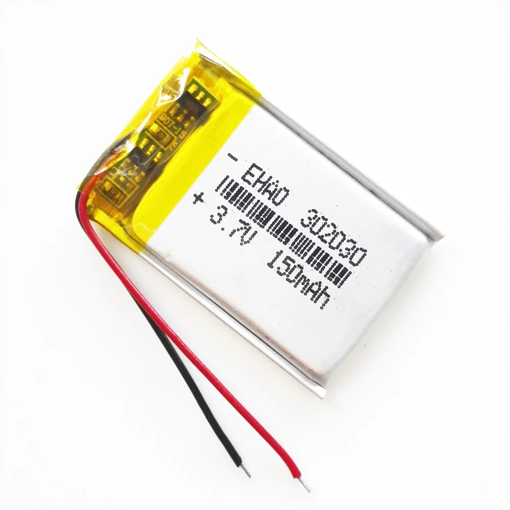 3.7V 150mAh LiPo Rechargeable Battery 302030 For Mp3 Bluetooth GPS DVD Vedio Pen Headset Recorder Earphone Smart Watch Led light