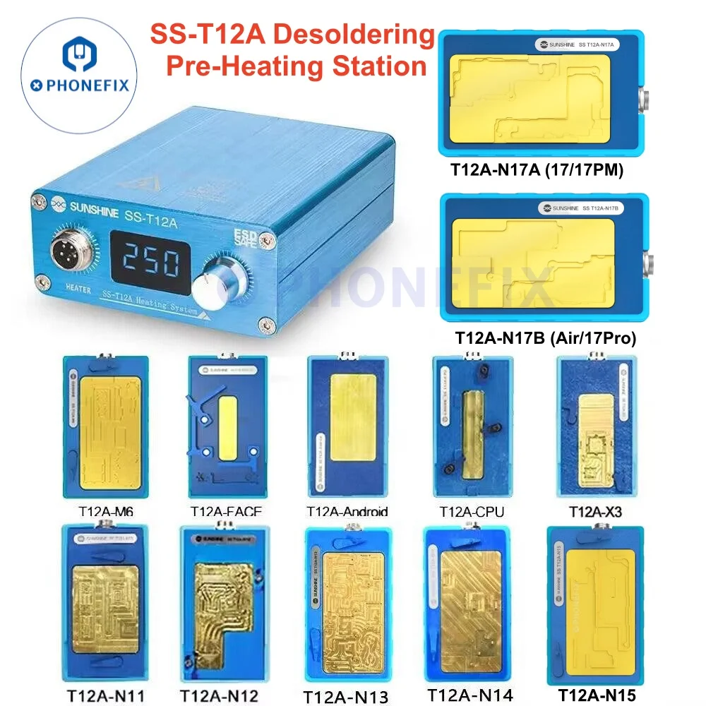 

SUNSHINE SS-T12A N11-N17 Desoldering Station for IPHONE X- 17 17Air 17PRO MAX Mainboard CPU Layering Heating Tear Apart Repair