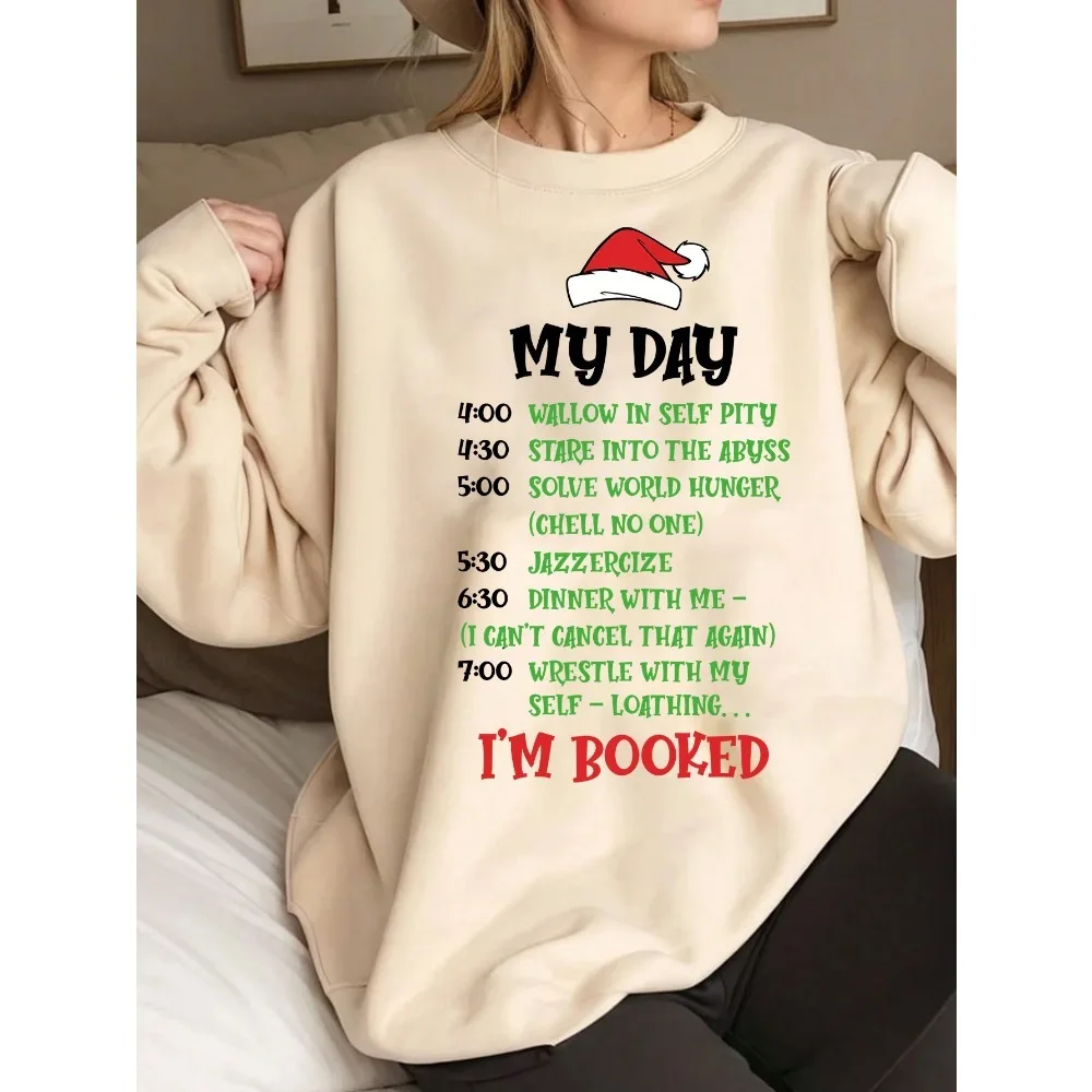 

«MY DAY I'M BOOKED» и макет расписания на передней части Толстовка с капюшоном Глобальный сезон с черной основой с фразой