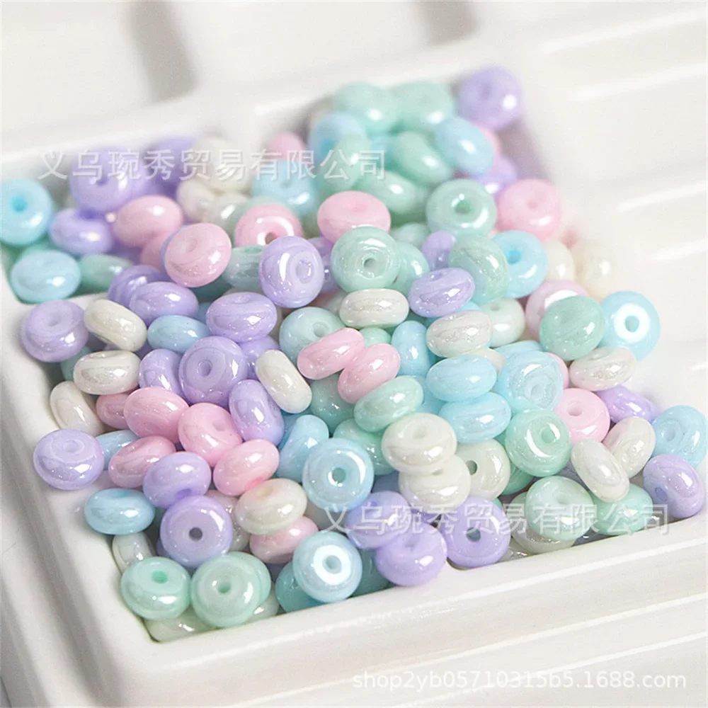 3 * 6mm pearl cream glass abacus beads, wheel beads, frisbee beads, safety buckle, handmade DIY bead beads, loose beads