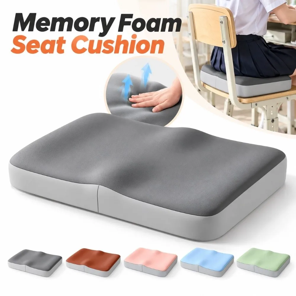 Durable Memory Foam Seat Cushion Breathable Slow Rebound Chair Cushion Anti Slip Rectangular Buttocks Cushion Student Classroom