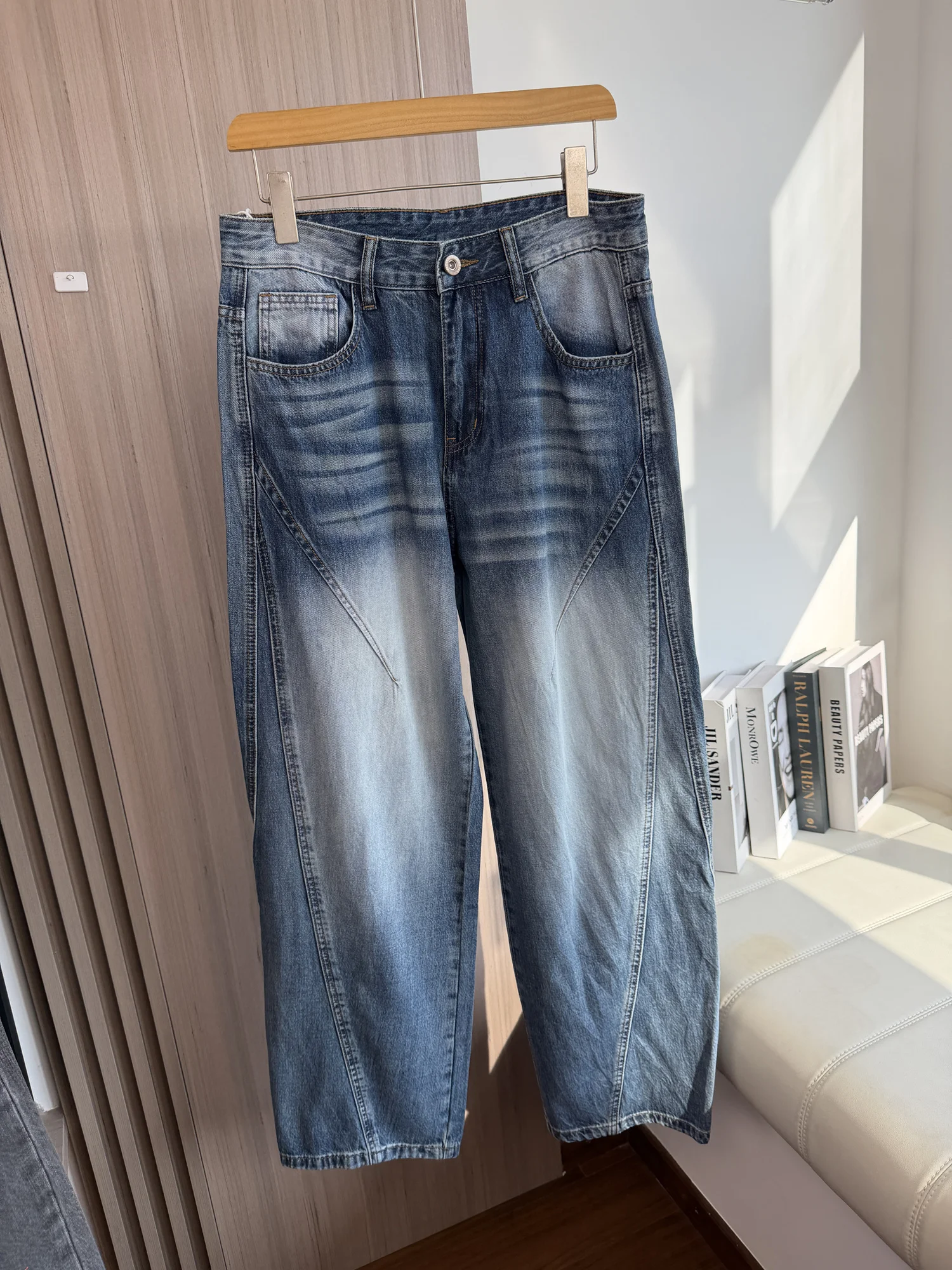 

Retro Loose Fit Jeans Men's Casual Washed Straight Leg Spring Comfortable Breathable Fashion Urban Style Youth Jeans