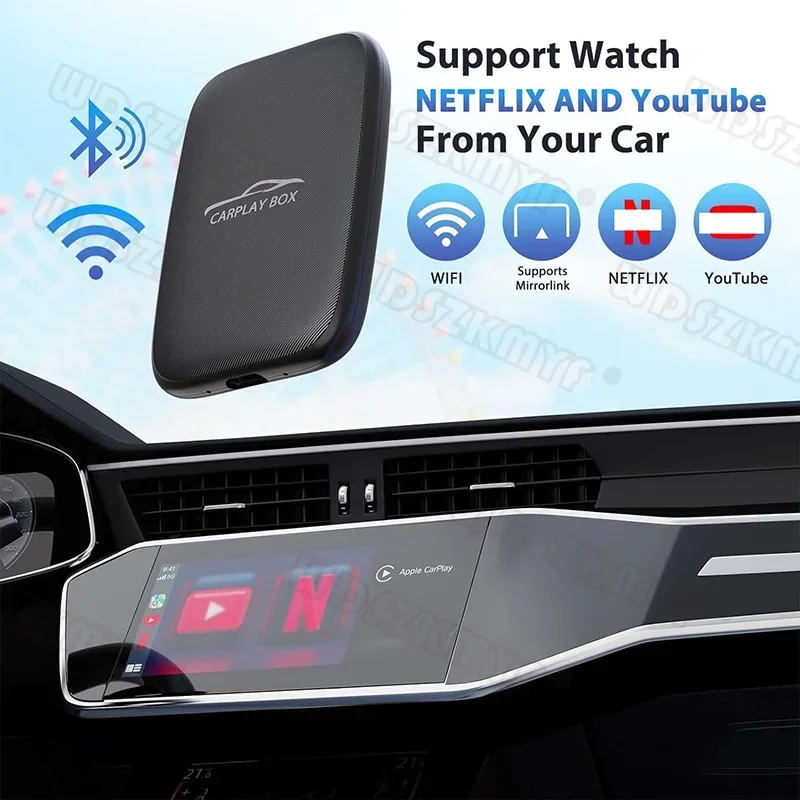 5 in 1 MINI Carplay Ai Box Android Auto Wireless Carplay Adattatore Carplay Lettore multimediale per auto Auto Connect per YouTube Netflix