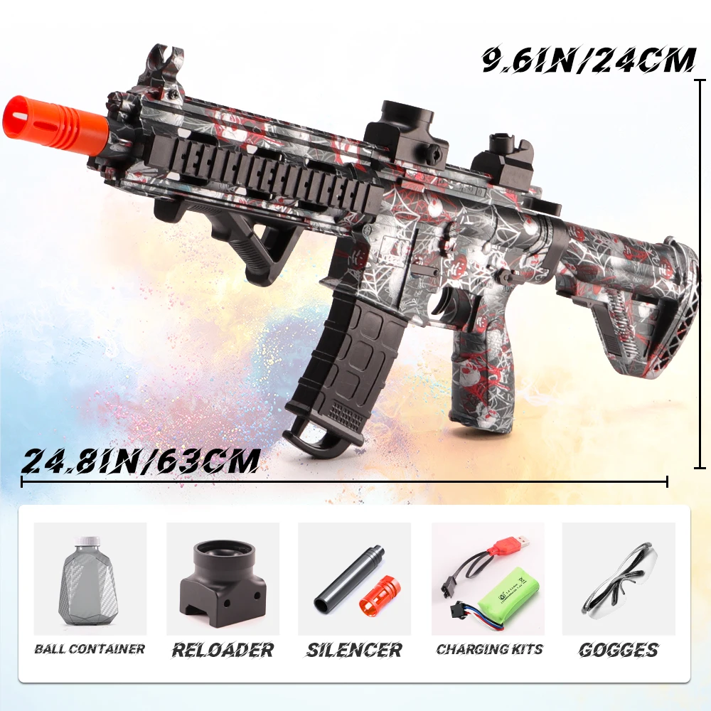 ​ ​ Blaster de respingos estilo M416 ​ ​   - Velocidade ajustável e contas de água ecológicas para jogos ao ar livre (sem balas)