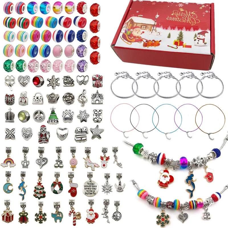 New In 100Piece Alloy Christmas Acrylic Bracelet Gift Box DIY Creative Children's Accessories Colorful Crystal Bangle Jewellery