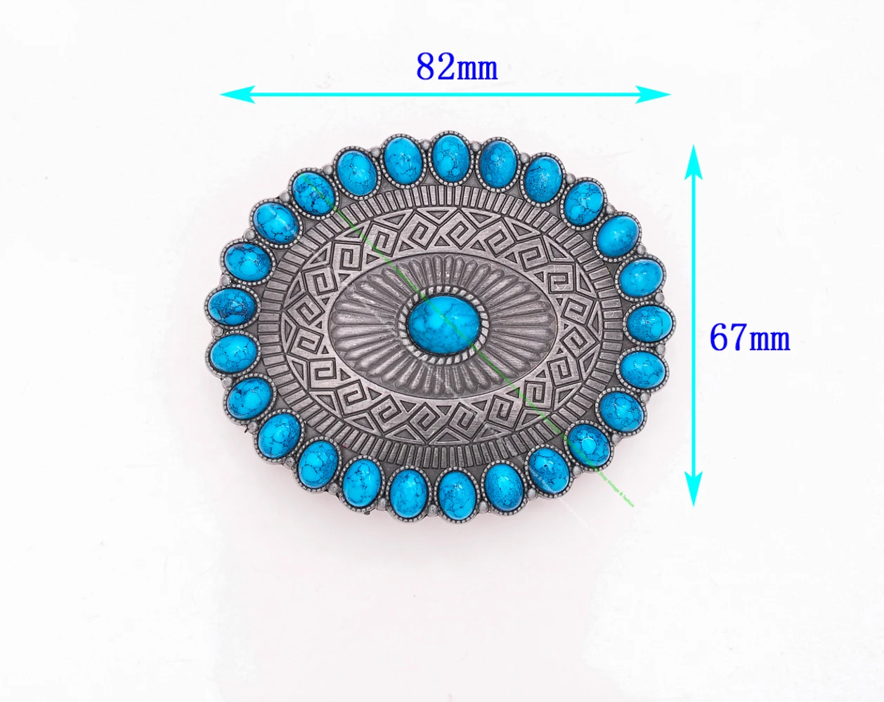 

40mm Men Vintage American Southeast Flower Embossed Western Cowboy Rodeo Artificial Turquoise Leathercraft Belt Buckle