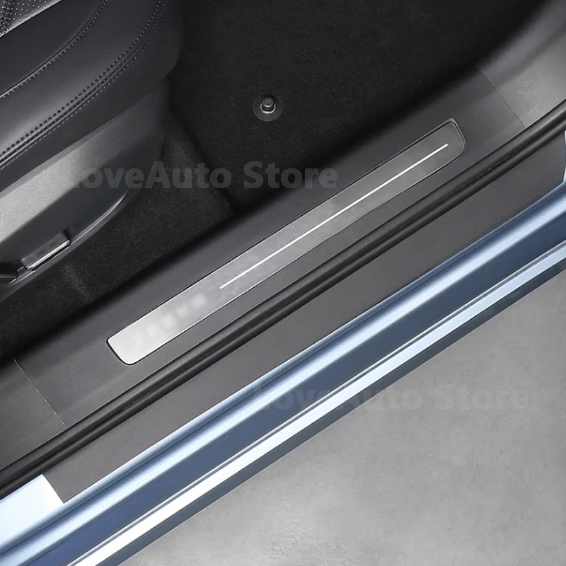 Car Door Interior Exterior Threshold Door Sill Decoration Strip Welcome Pedal Leather Sticker Cover for Zeekr 001 2022 2023