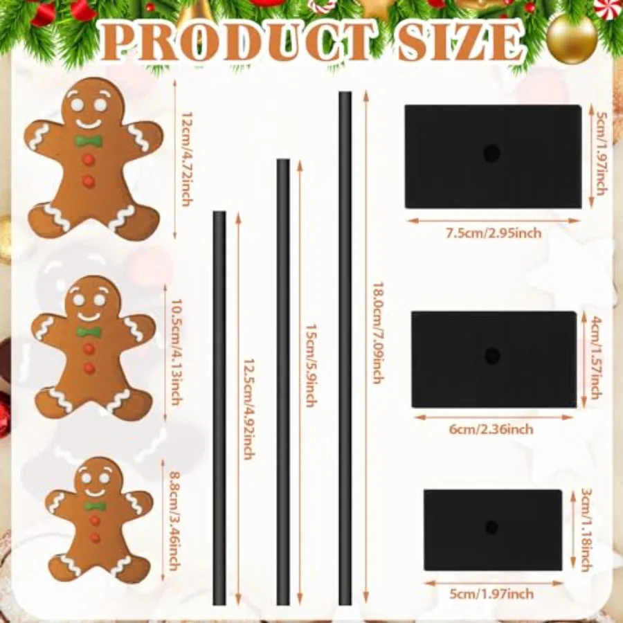 3 Pcs Christmas Wooden Gingerbread Man Table Decor Christmas Wood Table Sign Tall Standing Gingerbread Centerpiece Decorations
