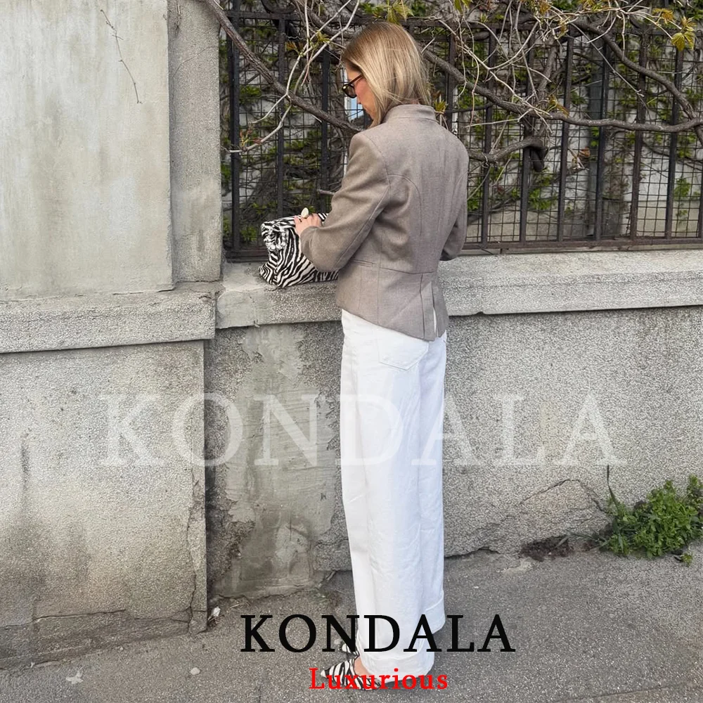 KONDALA Büro-Damen Schicker Grauer Kurzer Blazer Langarm Vintage Slim Jacken Mode 2026 Sommer Herbst Formelle Oberbekleidung – Detail 10