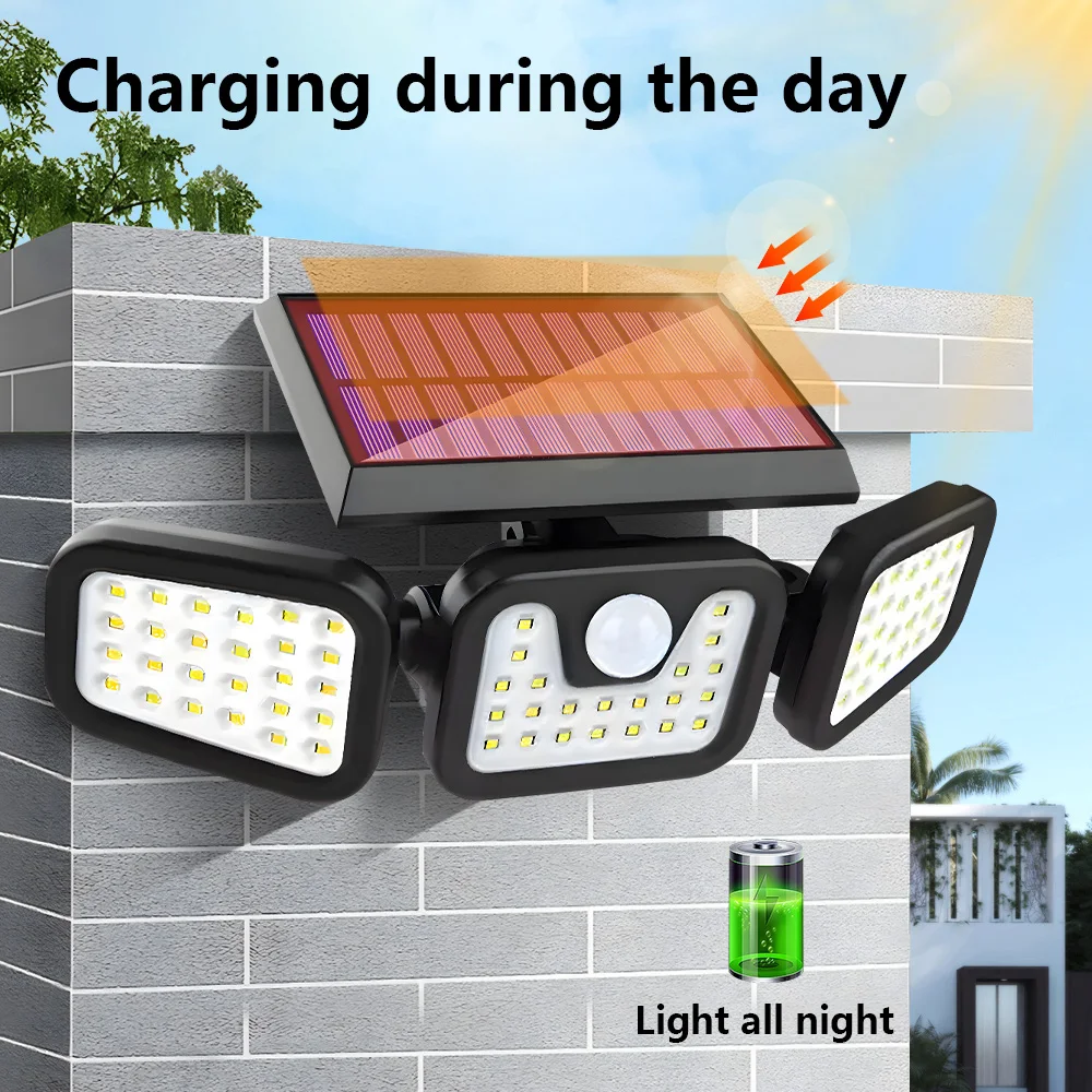200000ML مصباح حائط شمسي مصباح شارع شمسي قابل للشحن LED مقاوم للماء مصباح حائط بكاشف حركة للإضاءة الخارجية