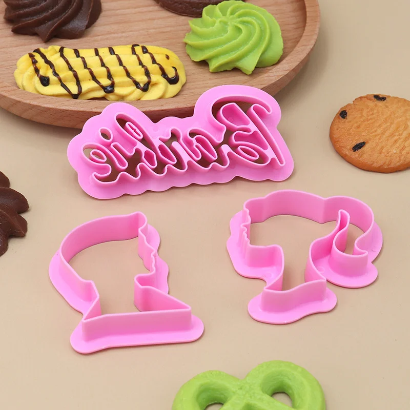 Barbie Cookie Cutter Biscuit Mold Cartoon DIY Plastic Pressable Fondant Wedding Embosser Baking Decorating Kitchen Tool Supplies