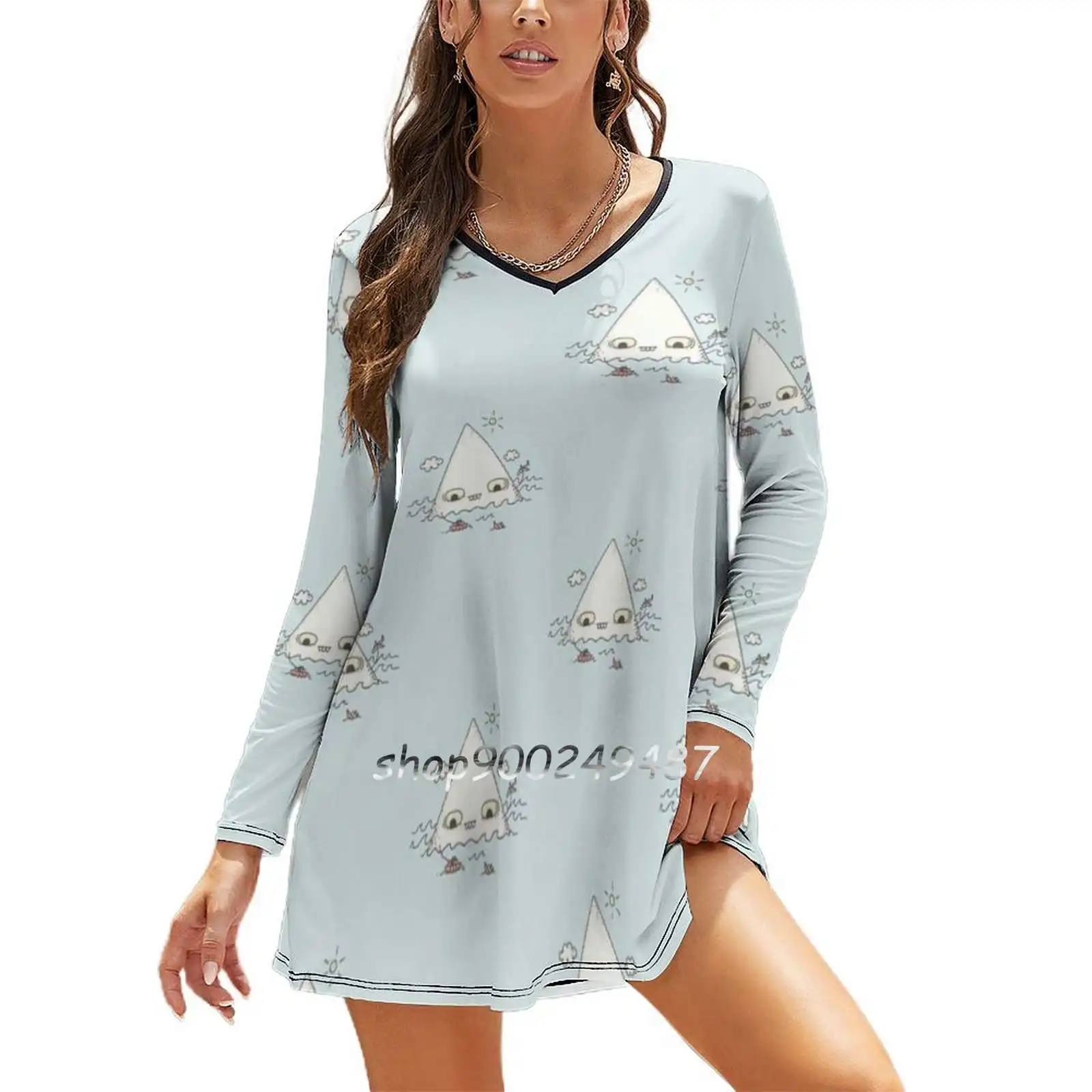 Женское повседневное мини-платье с завышенной талией и длинным рукавом