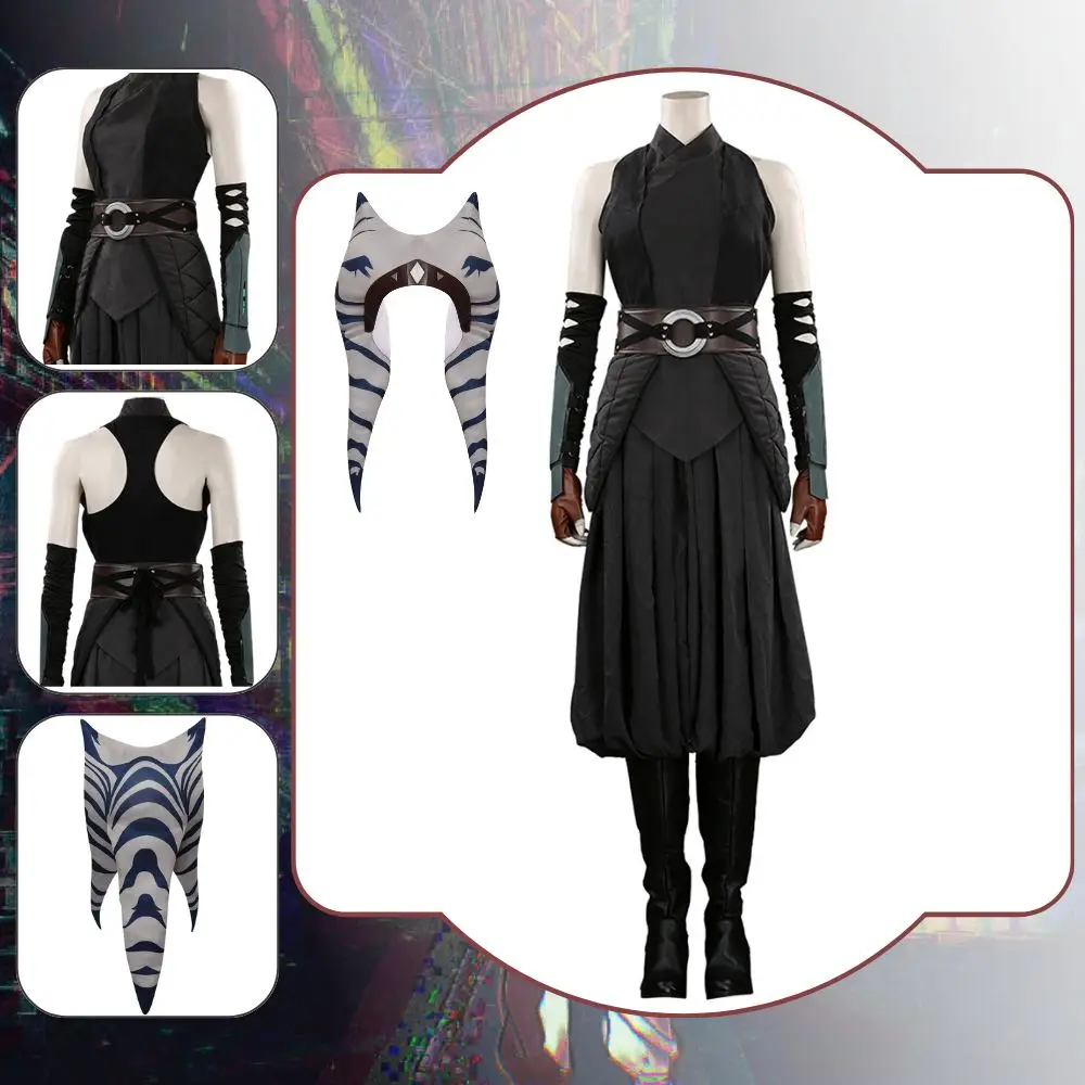 Asoka Cosplay Fantasia TV Kopfgeldjäger Jedi Ritter Kostüm Verkleidung für Erwachsene Frauen Kopfbedeckung Rollenspiel Outfit Halloween Kleidung