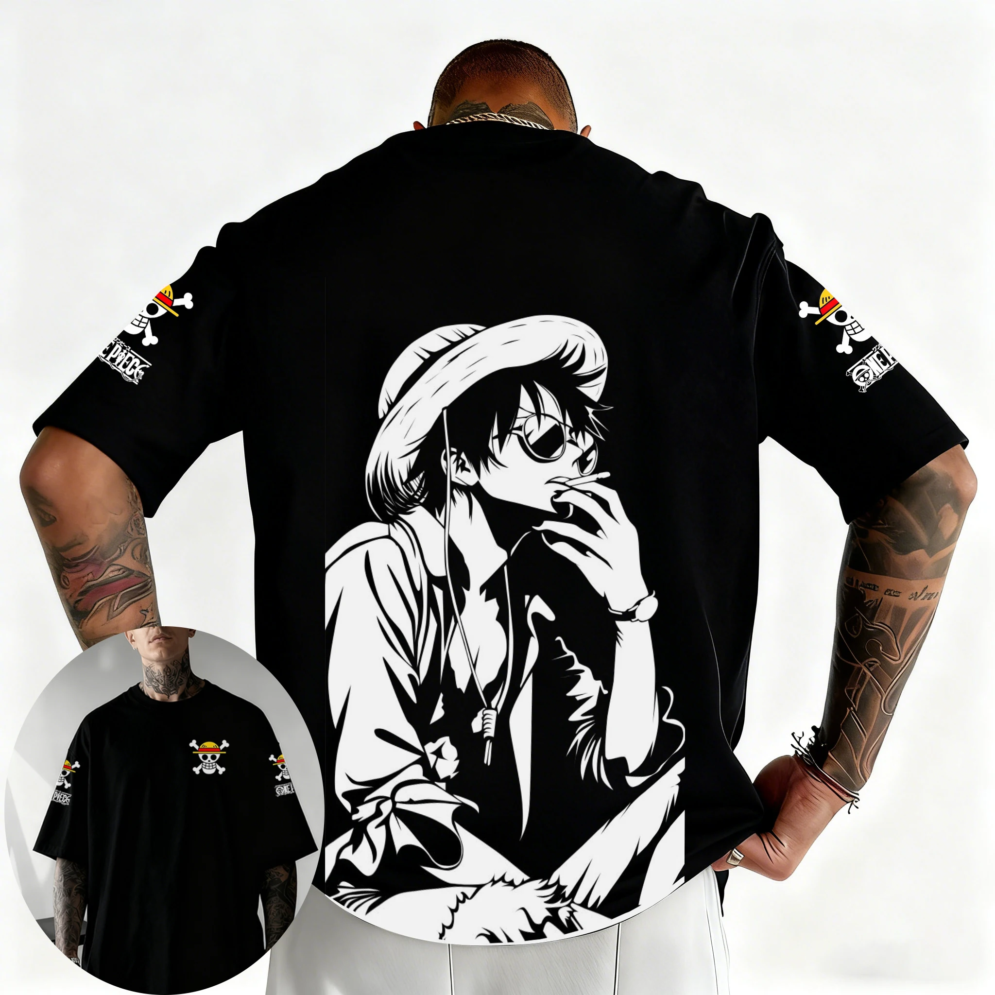 Koszulka One Piece Luffy Zoro Nami Sanji Chopper Nadruk Letnia Koszulka Anime Krótki Rękaw Retro Harajuku Y2K Streetwear