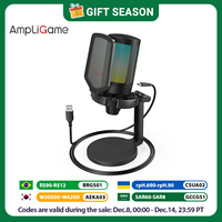 AmpliGame by FIFINE USB Gaming Microphone with RGB,Gain Knob,Touch Mute,Streaming Podcast Condenser Mic for PC,Switch,PS5-A6NEO