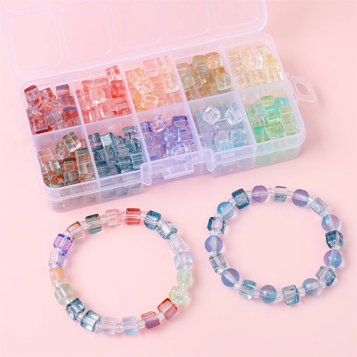 8-box 8mm glass gradient crystal wheel bead set box Hand string, bracelet, bead string material Creative DIY Jewelry Accessories