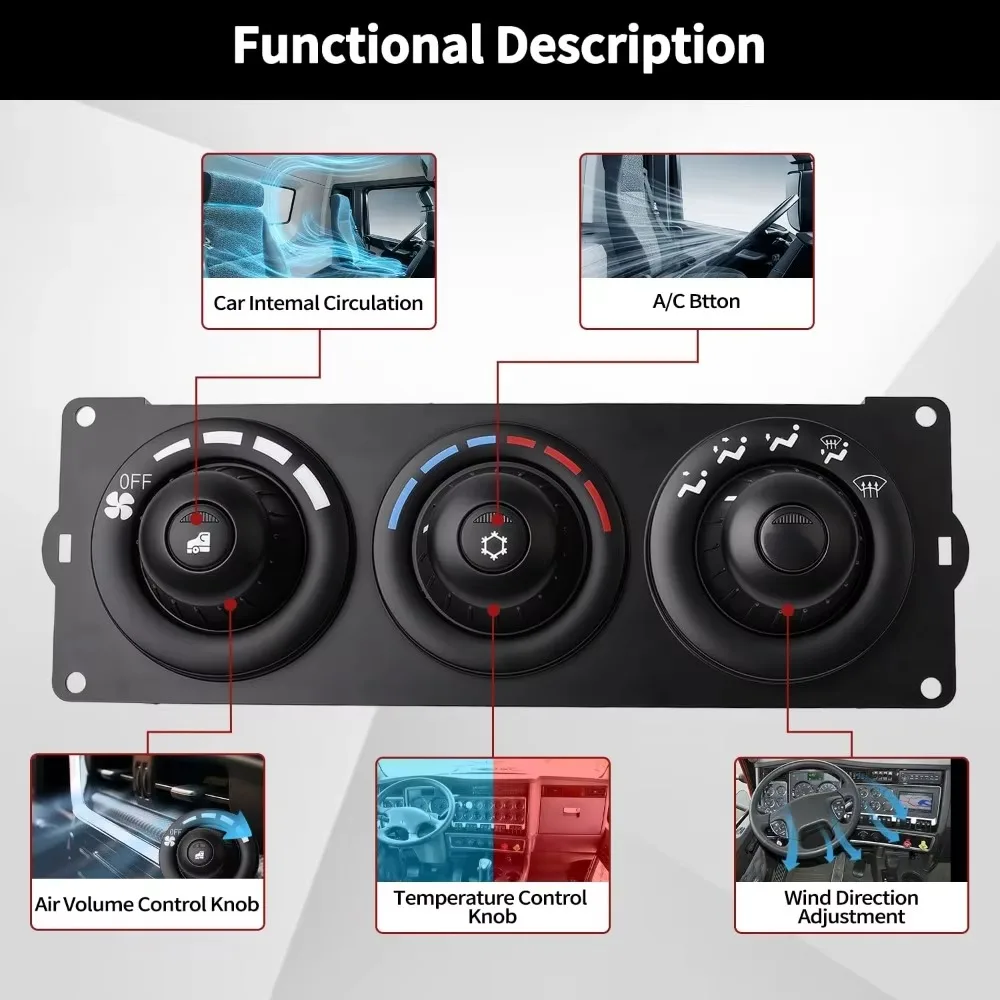 For Kenworth T600 T660 T800 W900 2006-2023 Air A/C Heater Climate Control Panel (Not for Sleeper Cab) Temperature Control Module