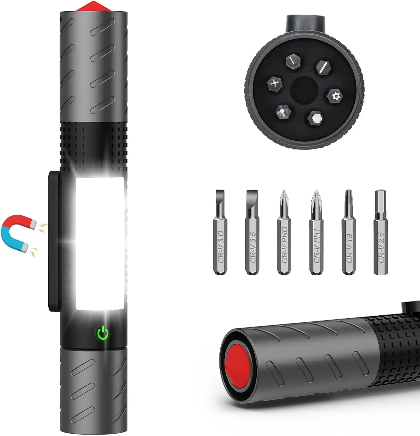 

Rechargeable Flashlight High Lumens-Window Glass Breaker,COB Flash Light,7 Modes,Zoomable Emergency Camping Car Repair
