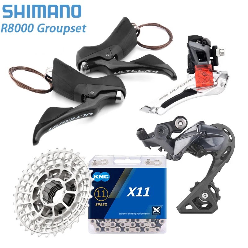 

SHIMANO Ultegra R8000 Groupset 2x11 Speed Front/Rear Shift Derailleur Cassette 28/30/32T Kmc X11 Chain Road bike Group