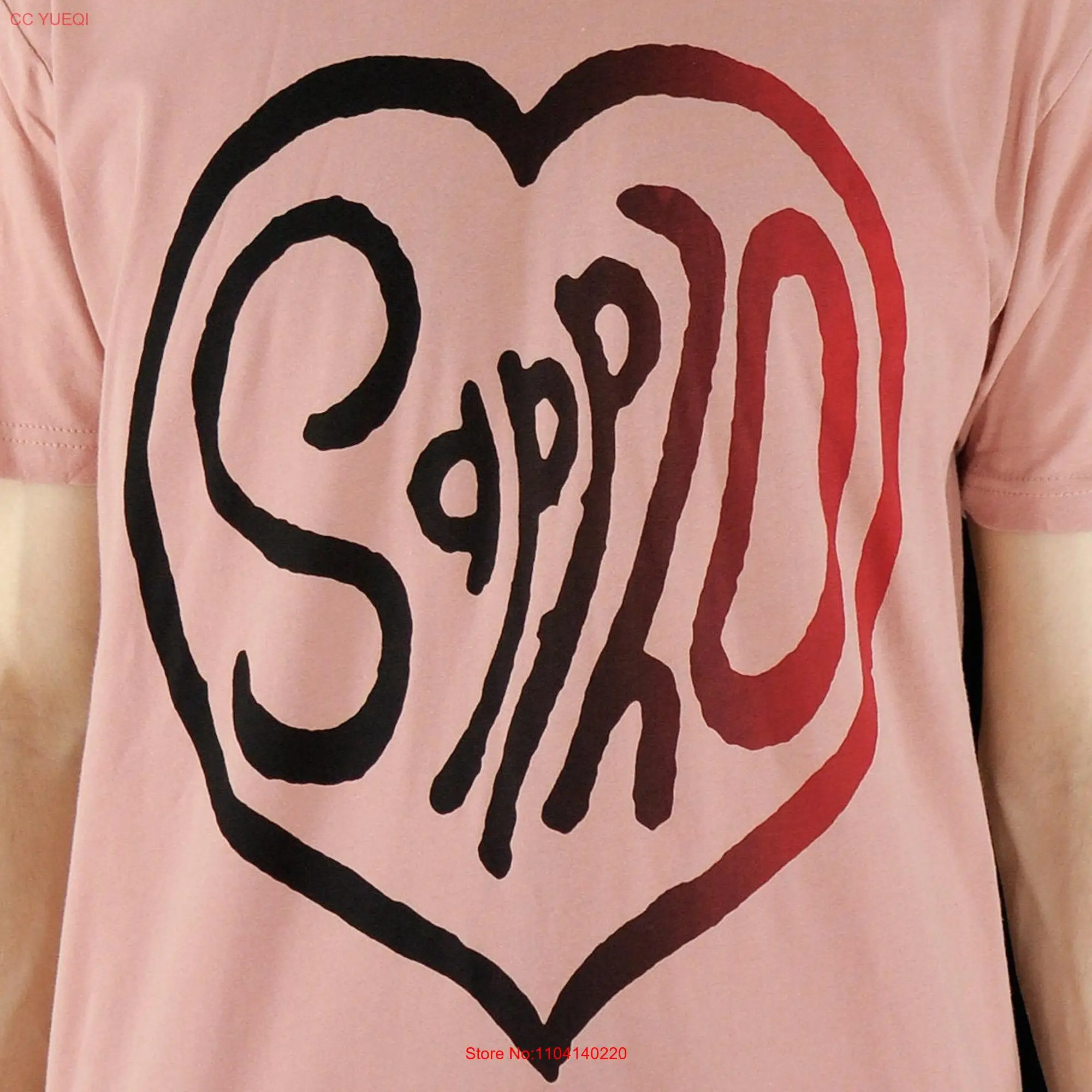 Sappho T Shirt WORM PINK long or short sleeves