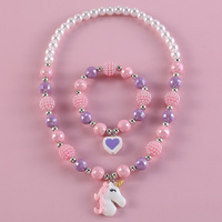 Cute Rabbit Pendant Necklace For Girls Bear Heart Beads Necklace For Children Fashion Jewelry Accessories 2023 Wholesale Trendy