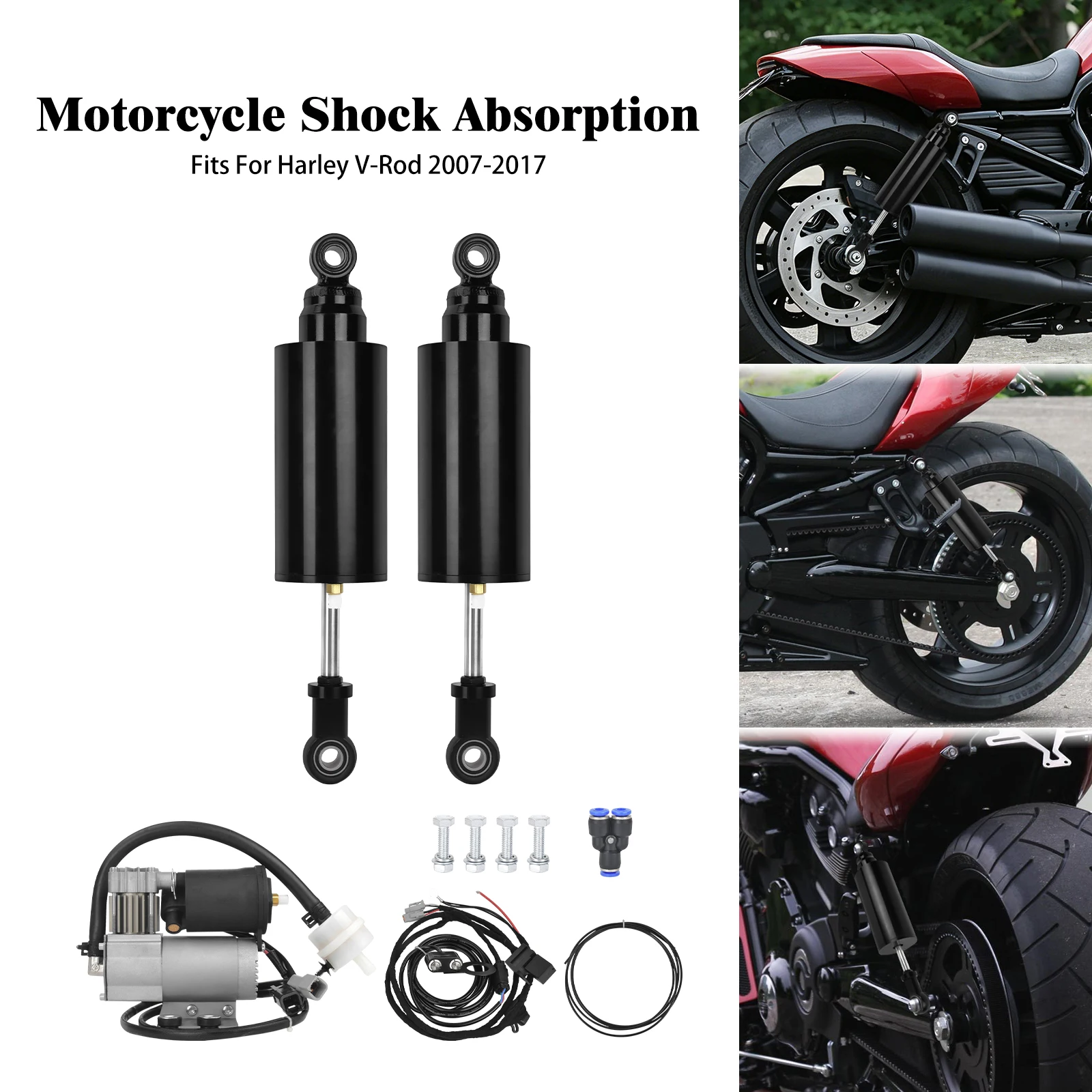 

Motorcycle Air Suspension Kit Rear Shock Absorbers For Harley V-Rod Muscle Night Rod VRSCR 2007-2017 Air Ride Shock Absorption