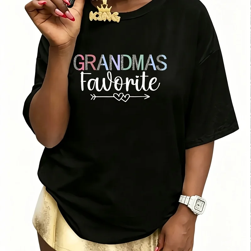 Grandma's Favorite Grandparent Grandchild Humor Family Women's 100% Cotton T-Shirt Short Sleeve Top Casual Round Neck Fun Print Tee S-5Xl