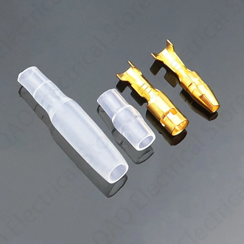 25/50/100Sets 4.0 Bullet Terminal Car Electrical Wire Connector Diameter 4mm Pin Set Female + Male + Case Cold Press Terminal