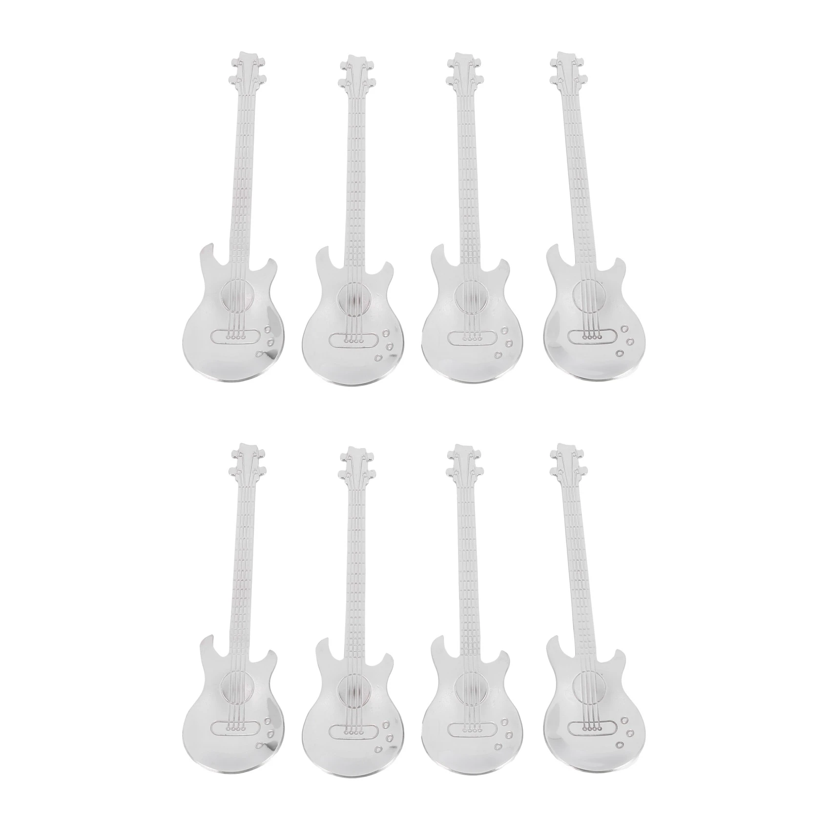 

-A12R Guitar Coffee Teaspoons,8 Pcs Stainless Steel Musical Coffee Spoons Teaspoons Mixing Spoons Sugar Spoon(Silver)