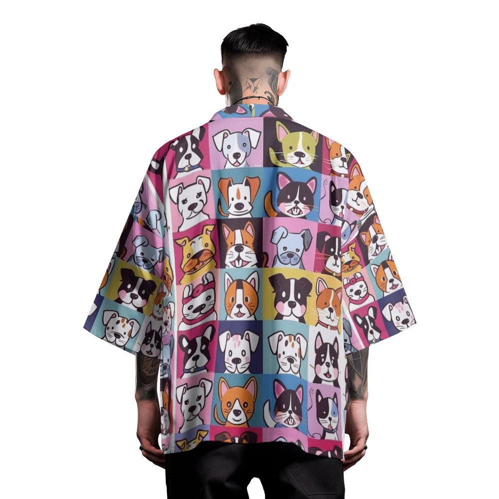 Classic Chinese Style Design Sense of National Tide Anime Multi-pattern Robe Men's Fashion Casual Kimono Men's Tops